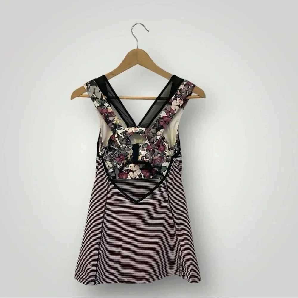 Lululemon Super Sport Tank Mini Pop‎ Stripe Black Mink Berry Sz 6